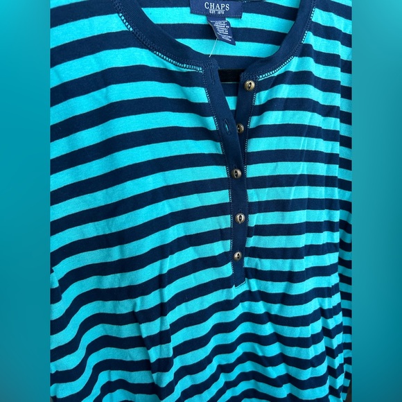 NWT Women's 3/4 Sleeve Chaps Crewneck Striped Henley Shirt size 2X - Picture 4 of 4